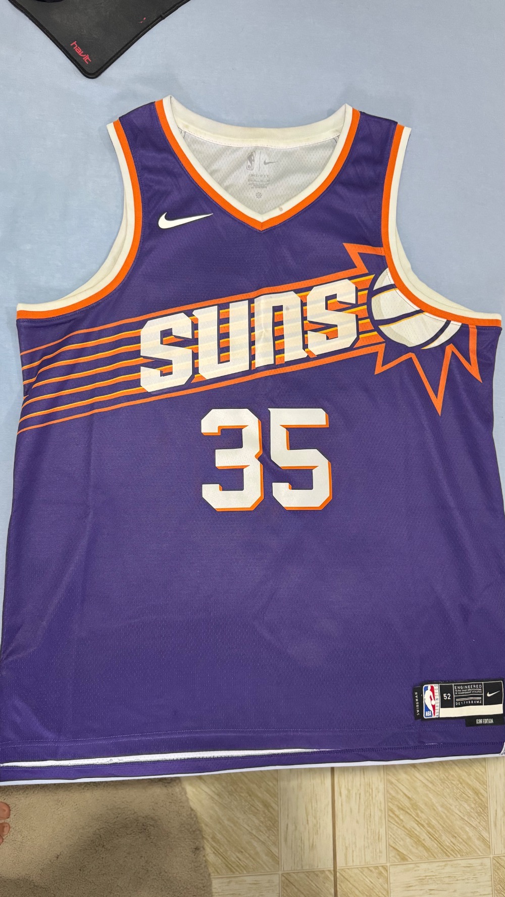 Regata Basquete Nike Phoenix Suns Icon Edition Kevin Durant #35 Purple — XG, Usado