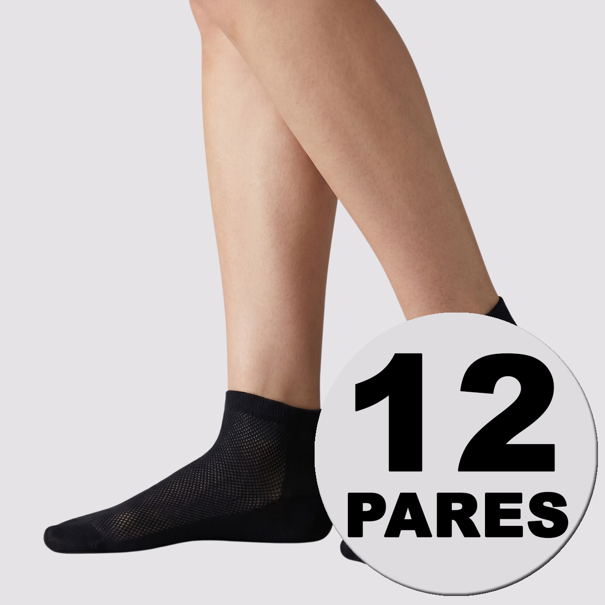 Kit Meia Dallf Cano Curto 12 pares Feminina Preta