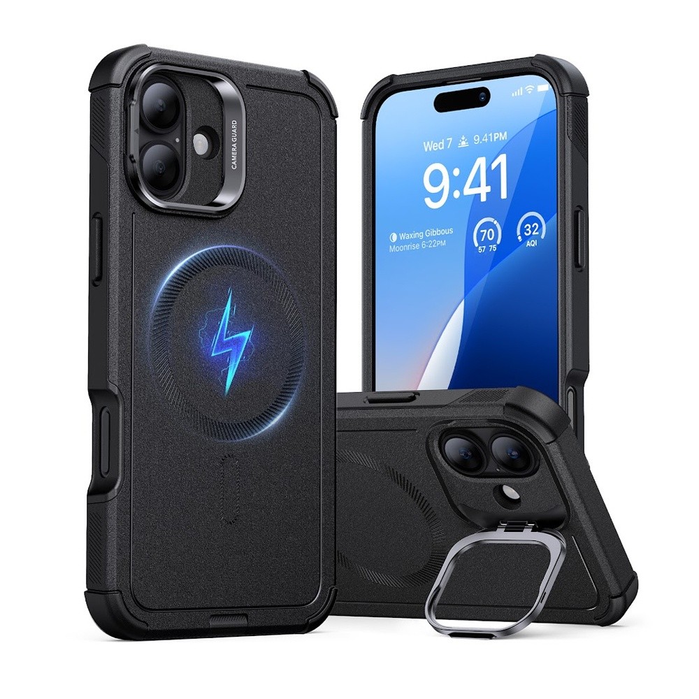 Capa iPhone 16 Esr Cyber Armor com Suporte Stash Preta