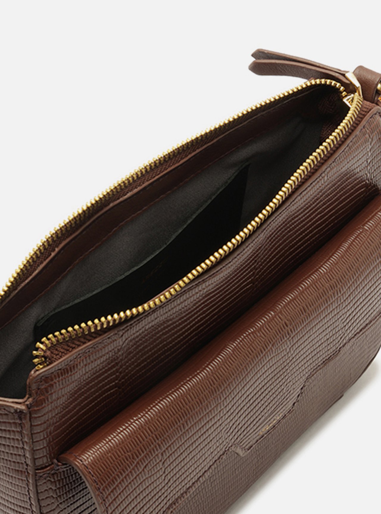 Foto 4 de Bolsa Tiracolo Marrom Couro Pequena Corrente