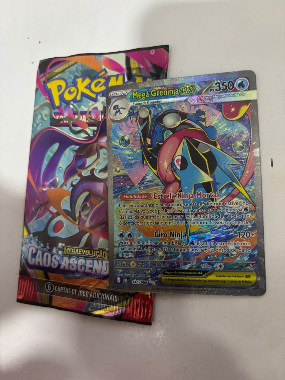 Mega Greninja ex (116/086) Caos Ascendente Pokémon TCG — Near Mint, Novo
