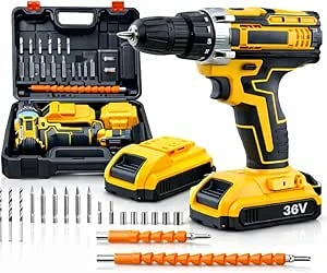 Furadeira E Parafusadeira Sem Fio 48v Com 2 Baterias Recarregáveis, Maleta E Kit De Acessórios, Controle De Torque, Velocidade Variável E Led – Uso Doméstico E Profissional