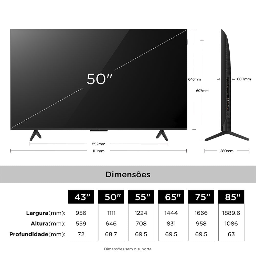 Foto 5 de Smart TV TCL 50 Polegadas QLED 4K P7L WiFi Bluetooth Google TV HDR10+ 60 Hz AIPQ 50P7L