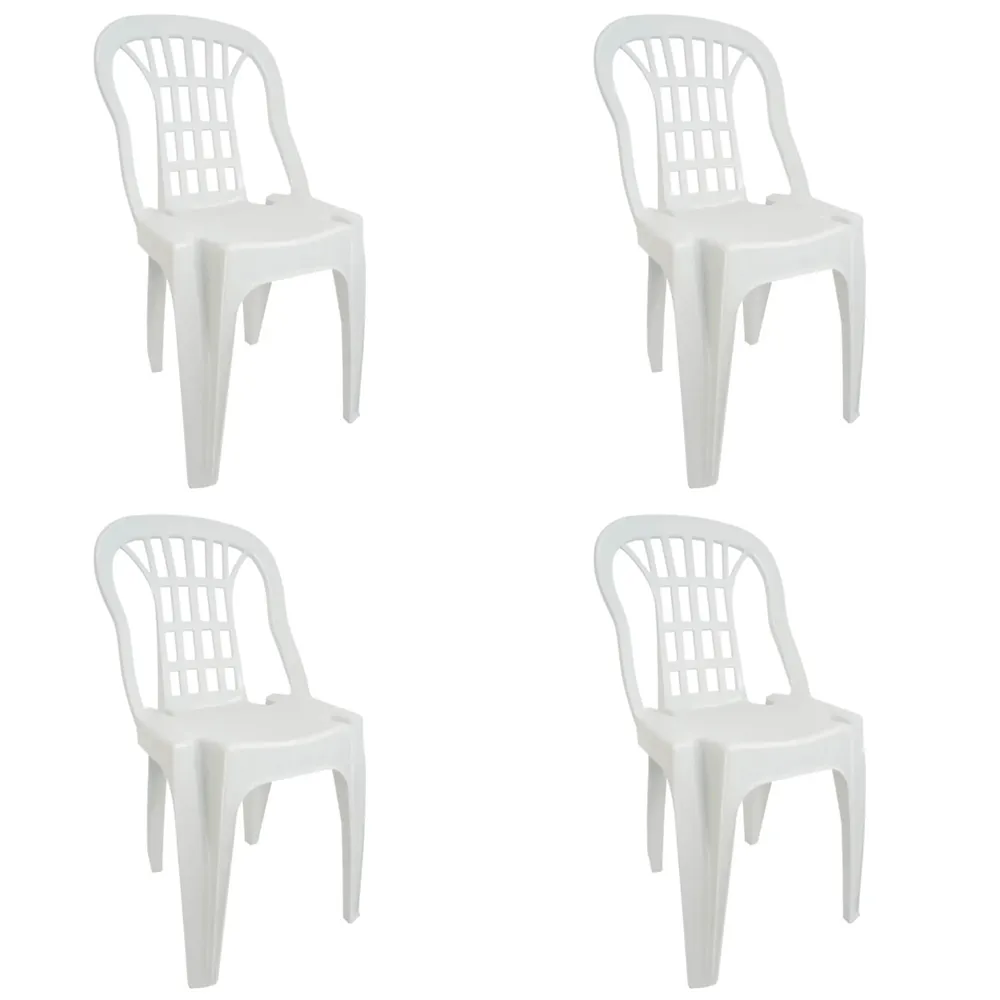 Kit 4 Cadeiras Bistrô Plásticas Serro Brancas Antares