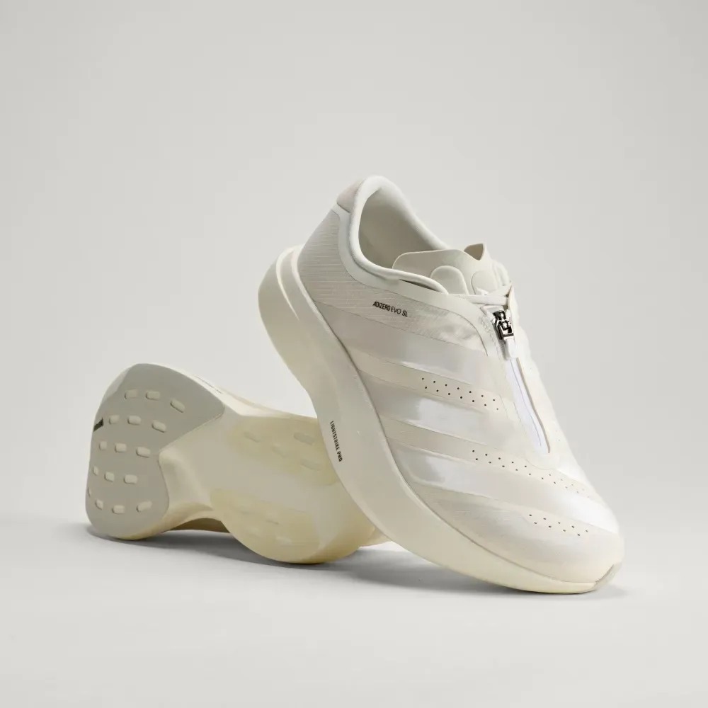 adidas Adizero EVO SL Zíper Lightstrike Pro Core White Zero Metalic — 34 / 35 / 36 / 37 / 38 / 39 / 40 / 41 / 42, Novo