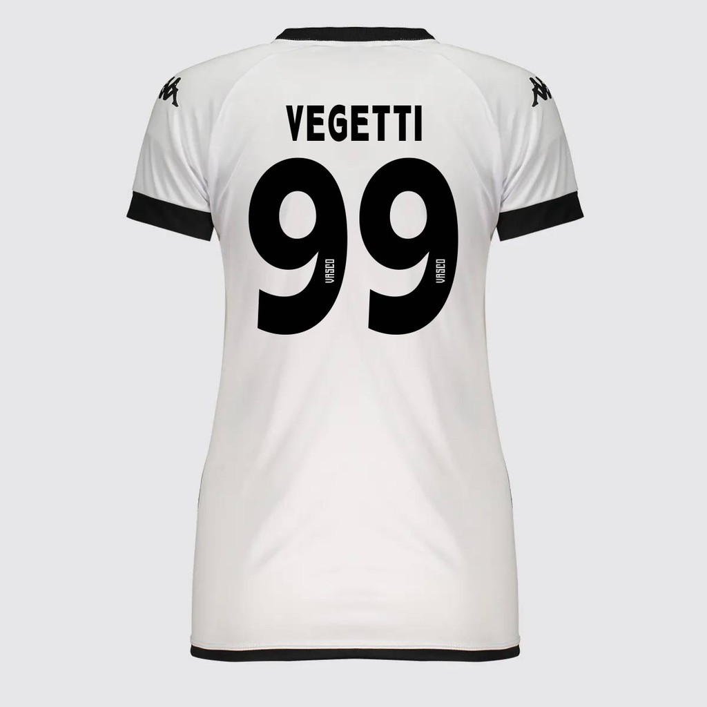 Camisa Kappa Vasco Supporter Graphik Feminina Branca e Preta 99 Vegetti