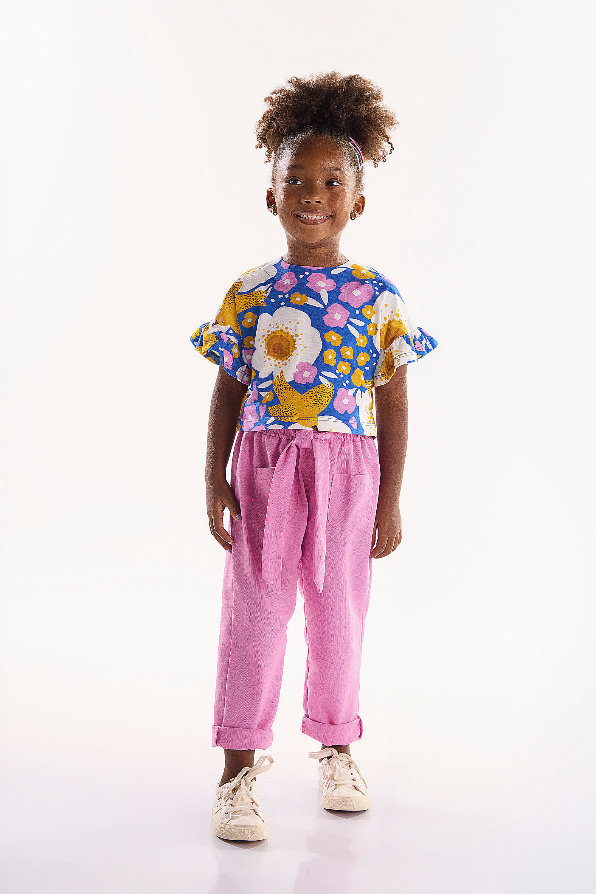 Conjunto Infantil com Blusa e Calça Bem Me Quer (Azul) Três e Já — 01