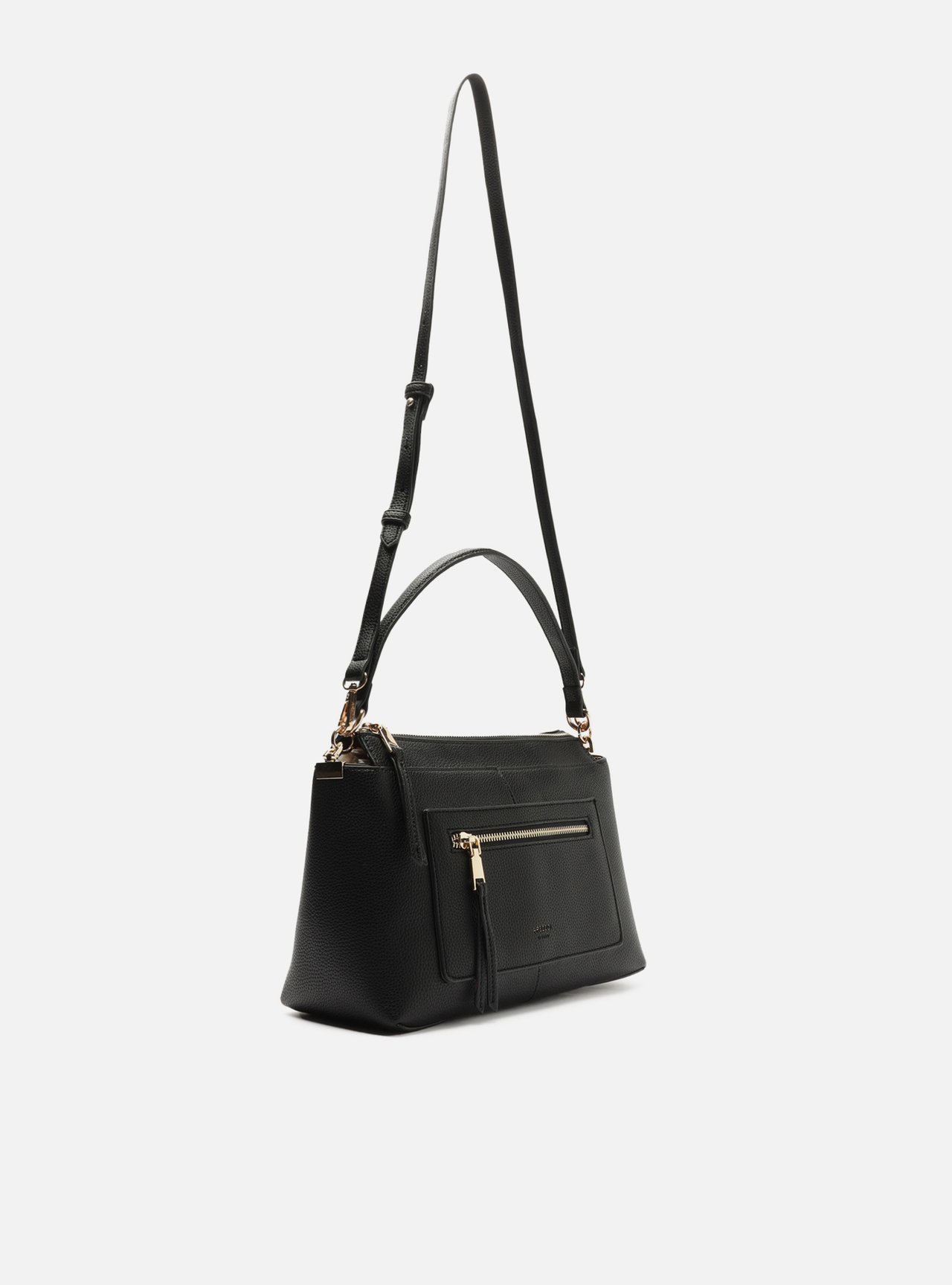 Foto 5 de Bolsa Tote Preta Média Bolso Frontal