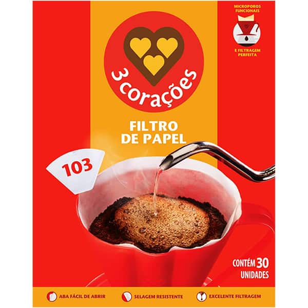 Filtro de Papel Número 103, 3 Corações - CX 30 UN