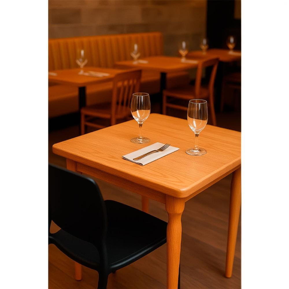 Foto 4 de Kit 4 Cadeiras Tramontina Sofia Preta e Mesa de Madeira 80cm Natural