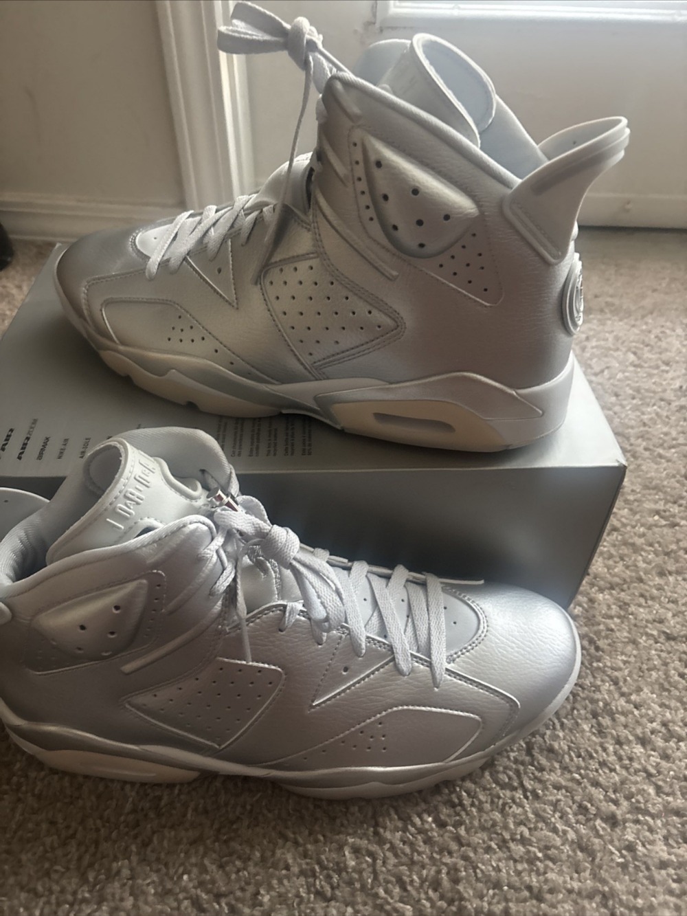 PSG x Air Jordan 6 Metallic Silver — 39 / 39.5 / 40 / 40.5 / 41 / 42 / 42.5 / 43 / 43.5 / 44, Novo