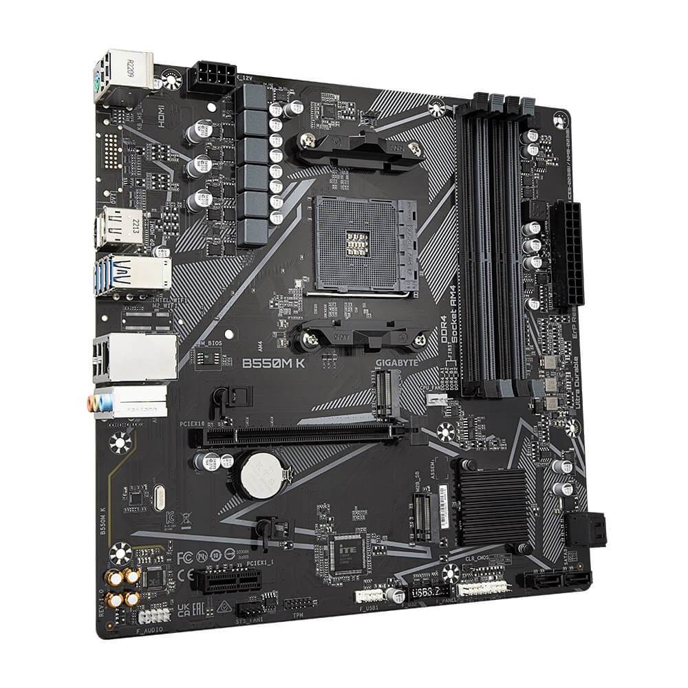 Foto 2 de Placa Mãe Gigabyte B550M-K AM4 B550 mATX DDR4