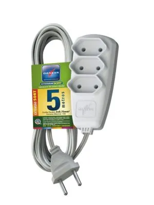 EXTENSAO SORT PL 2X0,75 2P 10A GELO 5M - 6PCS/CX DANEVA