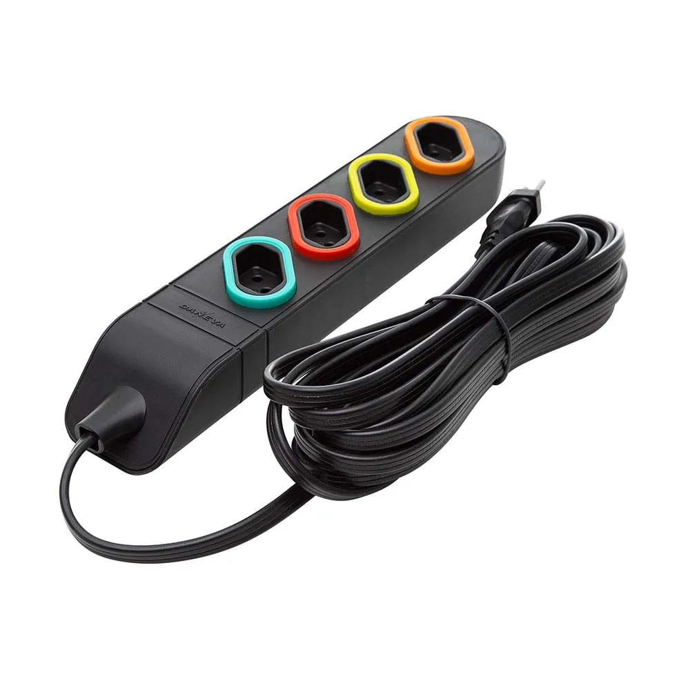 EXTENS MULTITOMADA PP 3X0,75 2P+T 10A PRETO 1,3M - DANEVA