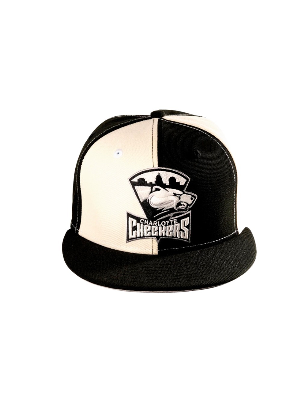 Boné New Era 59FIFTY Charlotte Checkers Pinwheel Fitted Black & White — 7-3/8, Novo