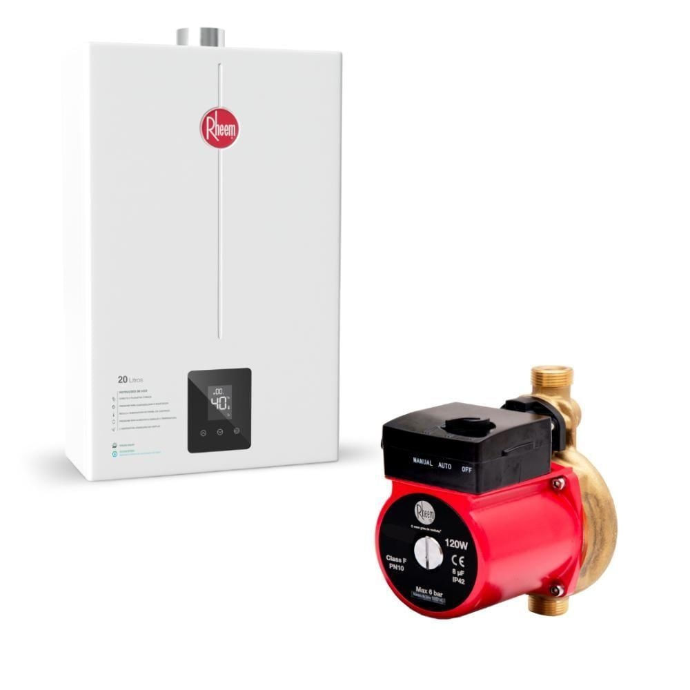 Kit Aquecedor 20 Litros Glp Bivolt + Bomba 120W 127V Rheem