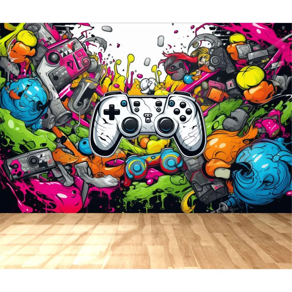 Adesivo de Parede Game Quarto Gamer Autocolante Vídeo Game Jogos Controle Graffitti PS PC - ps04