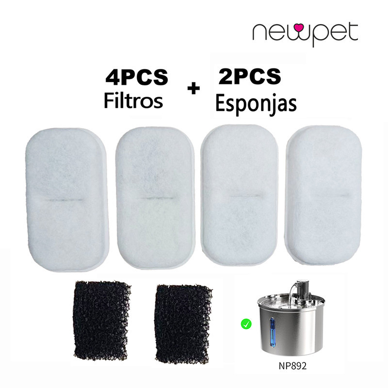 Newpet Filtros De Substituição Para Fonte De Água Gatos Aço Inoxidável Animais Domésticos Filtro De Carvão Ativado