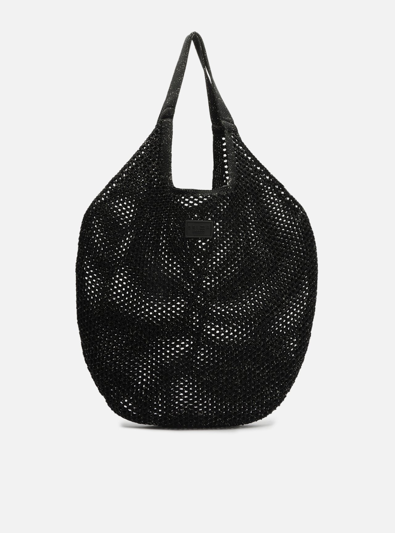Bolsa Shopping Preta Crochê Mayra Glam Grande