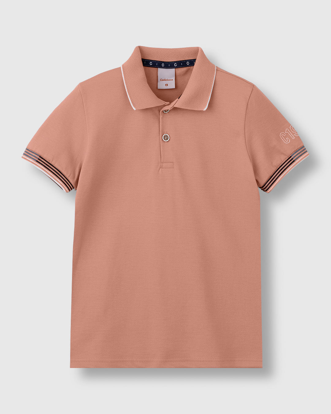 Camisa Polo Menino Bordado Na Manga Em Malha Algodão - Carinhoso — Rosa - 8