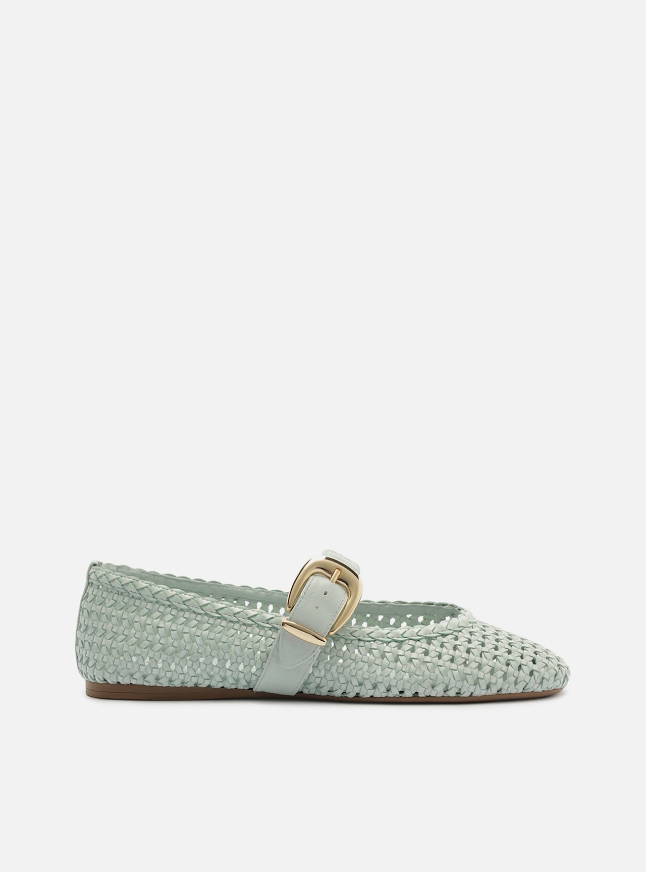 Sapatilha Azul Bico Redondo Fivela Tressê
