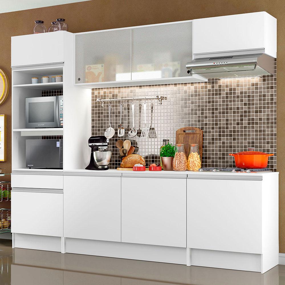 Cozinha Completa Compacta Madesa Topazio com Armário, Balcão e Tampo