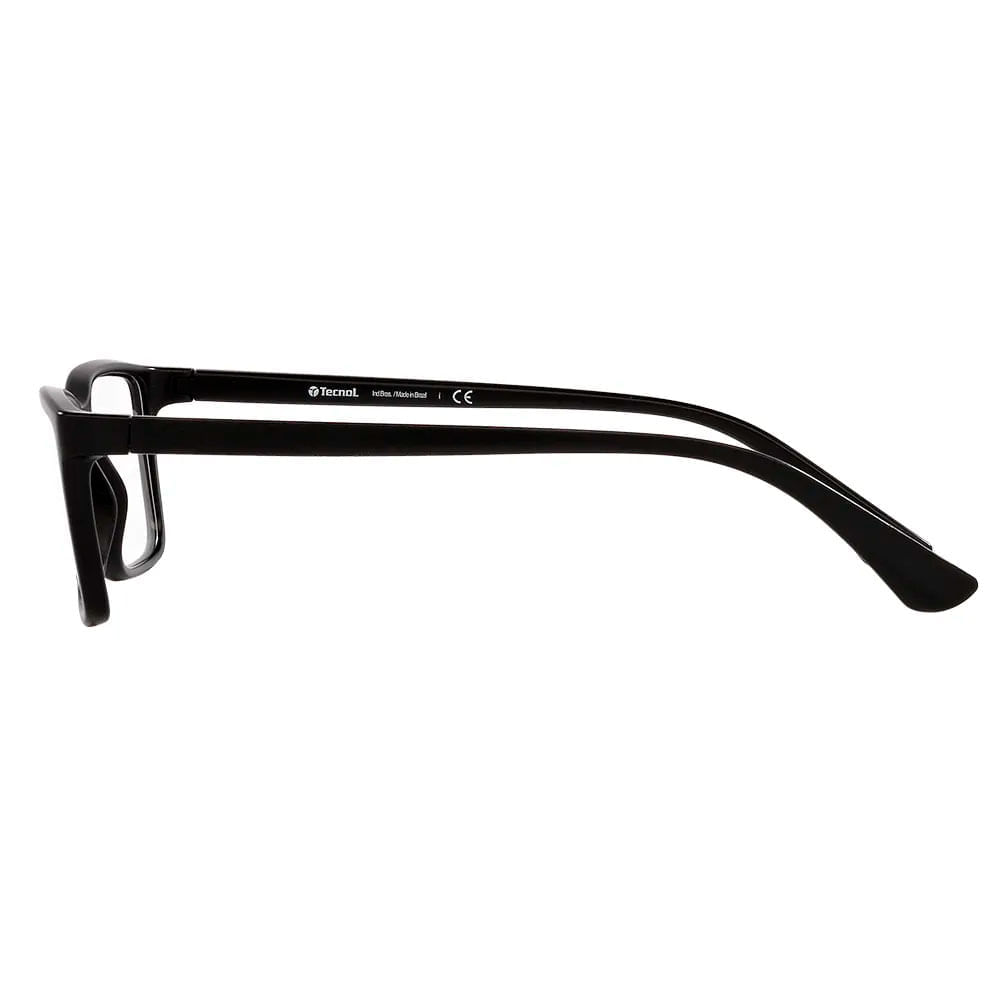 Foto 3 de Armação de Óculos de Grau Masculino Tecnol Retangular TN3089 Cor Preto