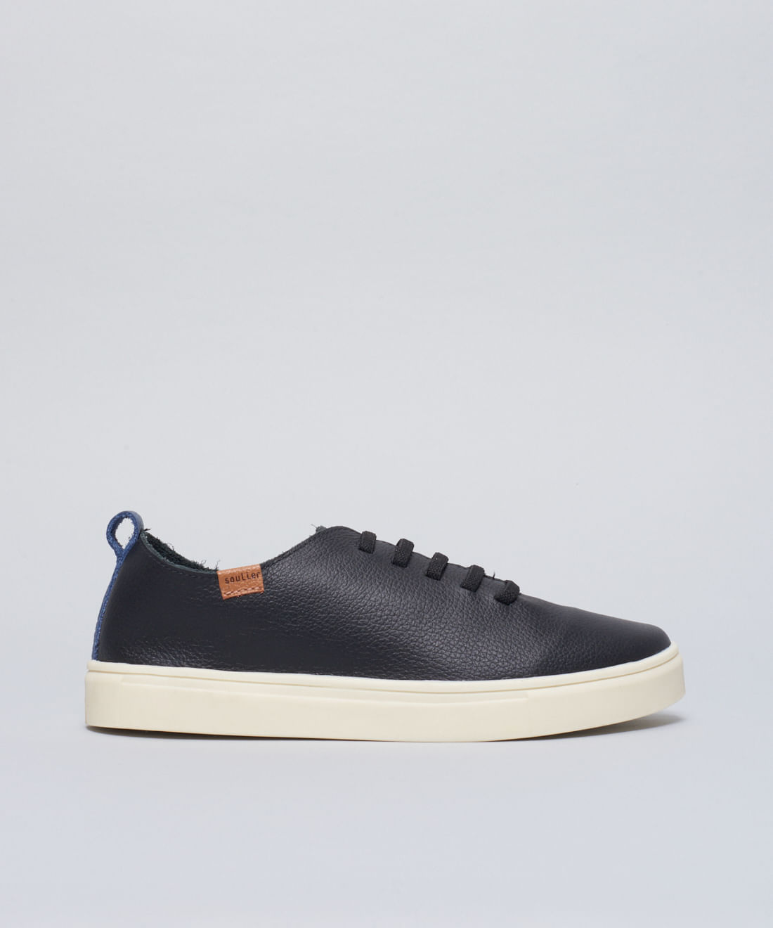 Tenis Couro Elastico Liso - Preto/Marinho — 34 - preto/marinho