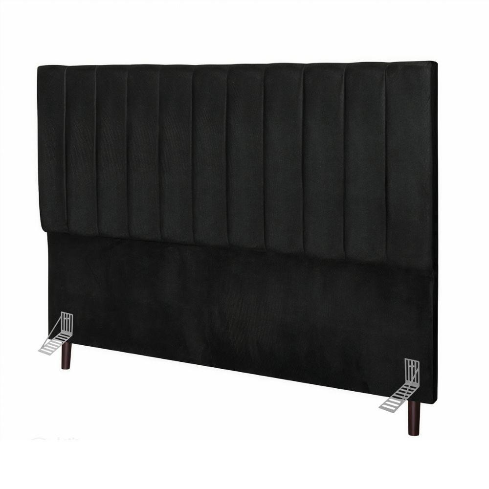 Cabeceira Estofada De Cama Casal Box 140 Cm Maya Suede E Frame preto