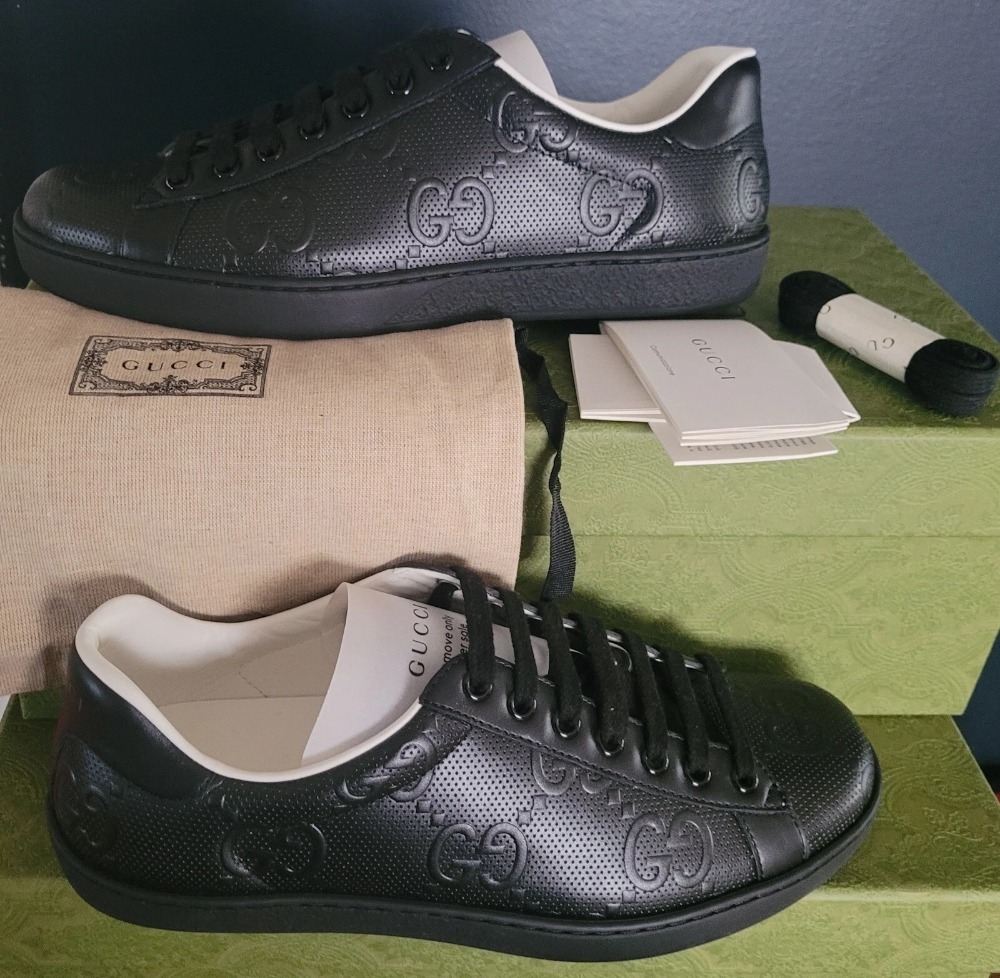 Gucci Ace GG Embossed Black — 37.5 / 39 / 39.5 / 40 / 41, Novo