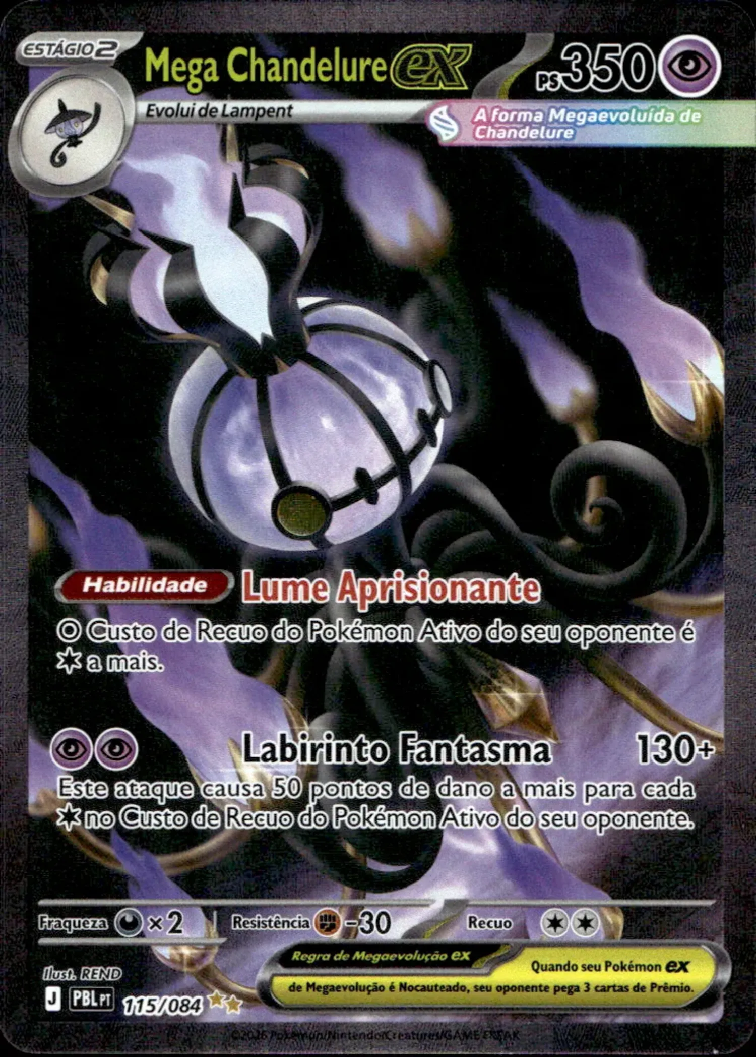 Mega Chandelure ex (115/84) Escuridão Absoluta Pokémon TCG — Near Mint, Novo