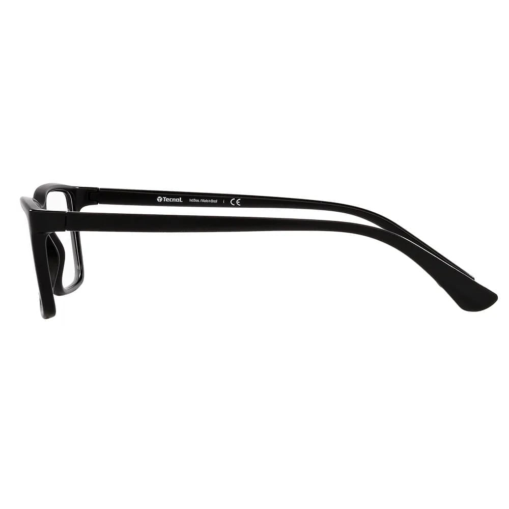 Foto 3 de Armação de Óculos de Grau Masculino Tecnol Retangular TN3089 cor Preto