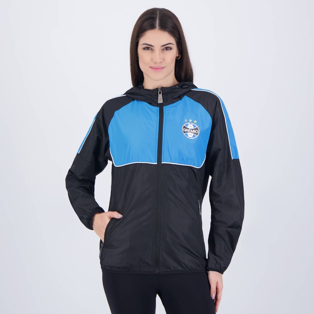 Foto 2 de Jaqueta Grêmio Corta Vento Cutts Feminina Preta e