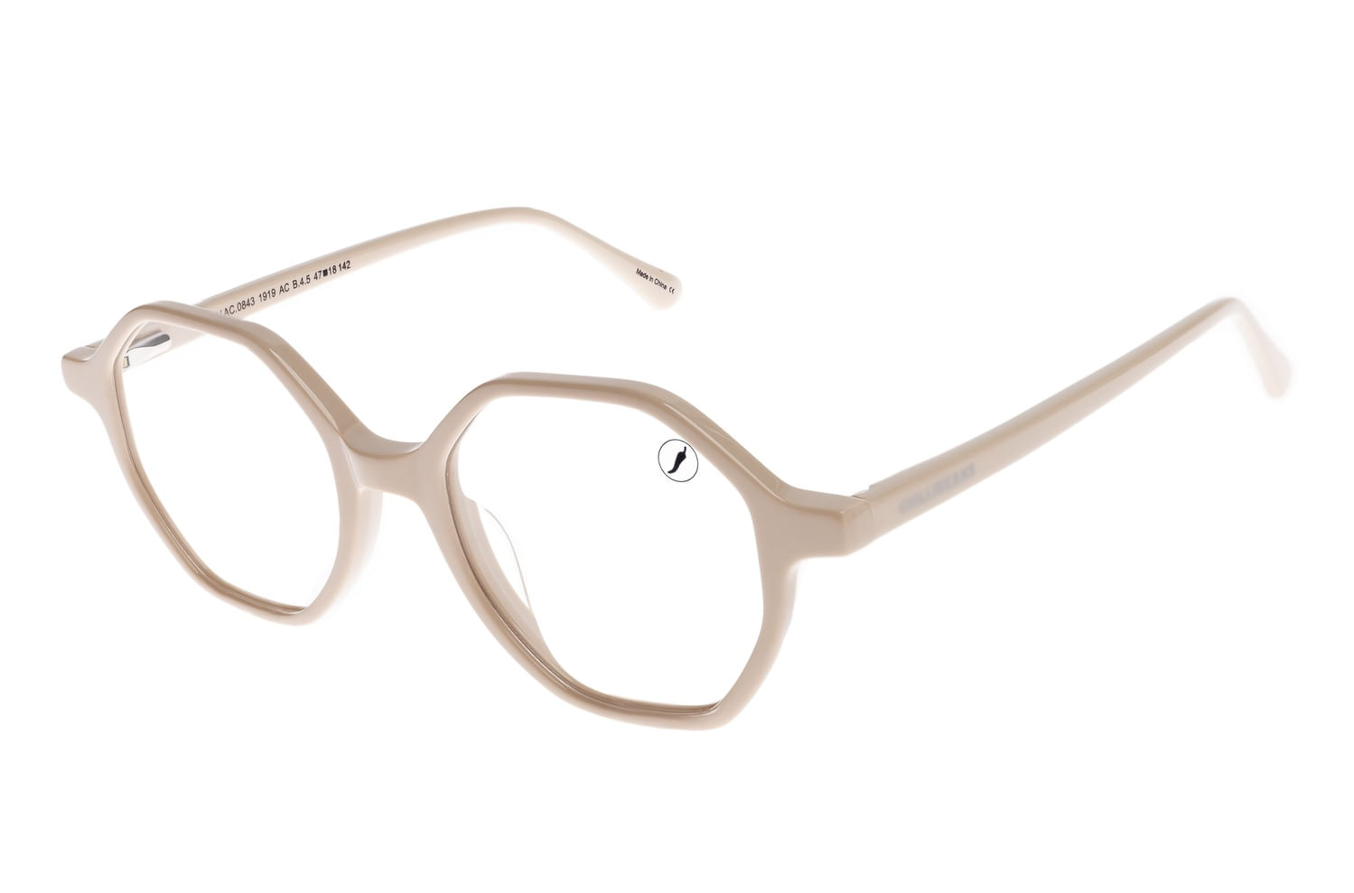 Armação Para Óculos de Grau Feminino Ótica Chilli Beans Hexagonal AC Branco LV.AC.0843.1919 M