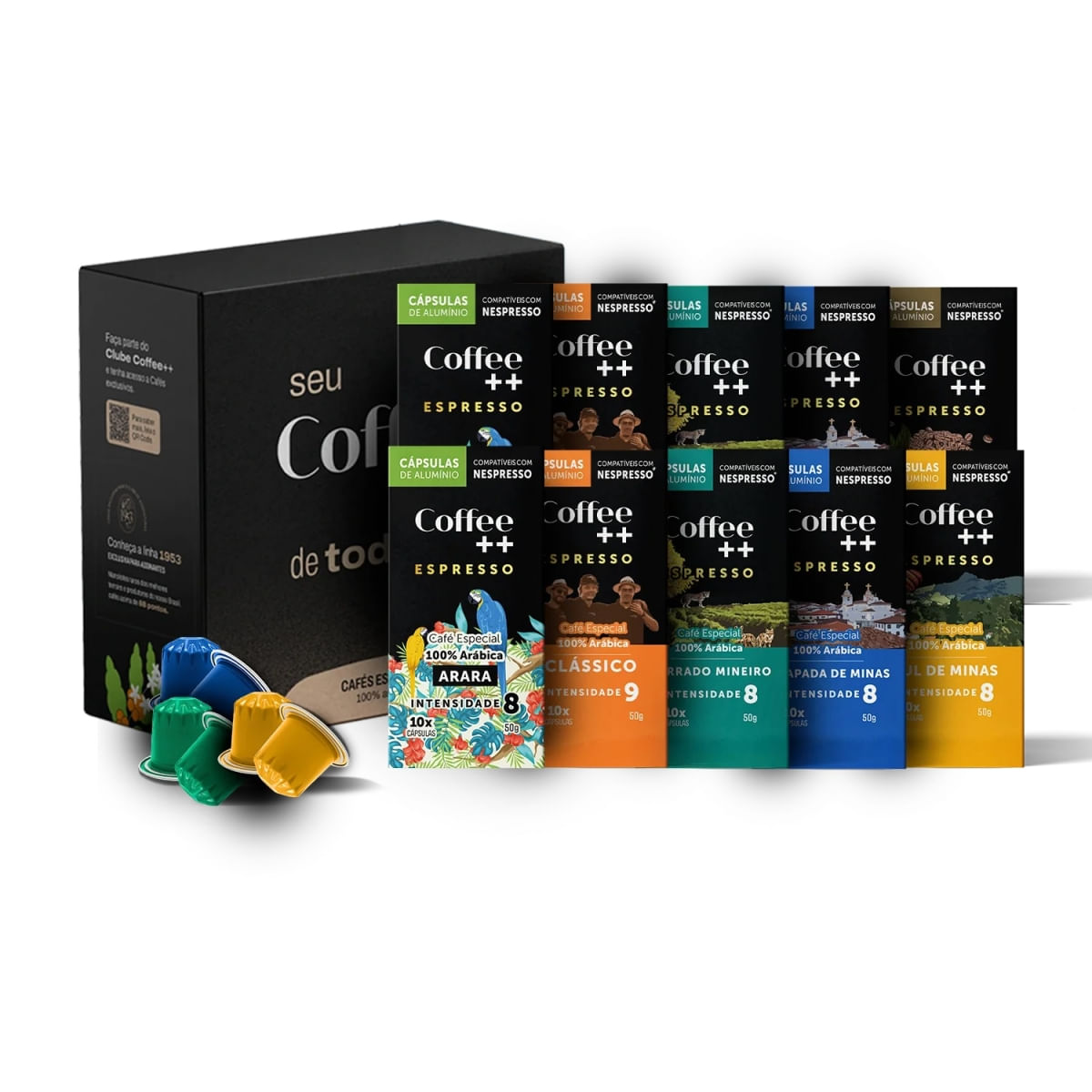 Kit de Cápsulas de Café Coffee Mais, compatível com Nespresso, contém 100 cápsulas