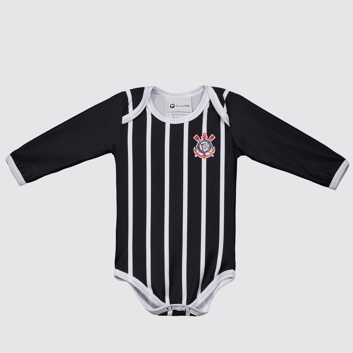 Body Corinthians Proteção UV Manga Longa Infantil Preto