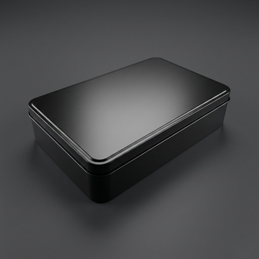 Lata de Metal Retangular - Preto - 19x12x4,5cm - 1 unidade - Rizzo