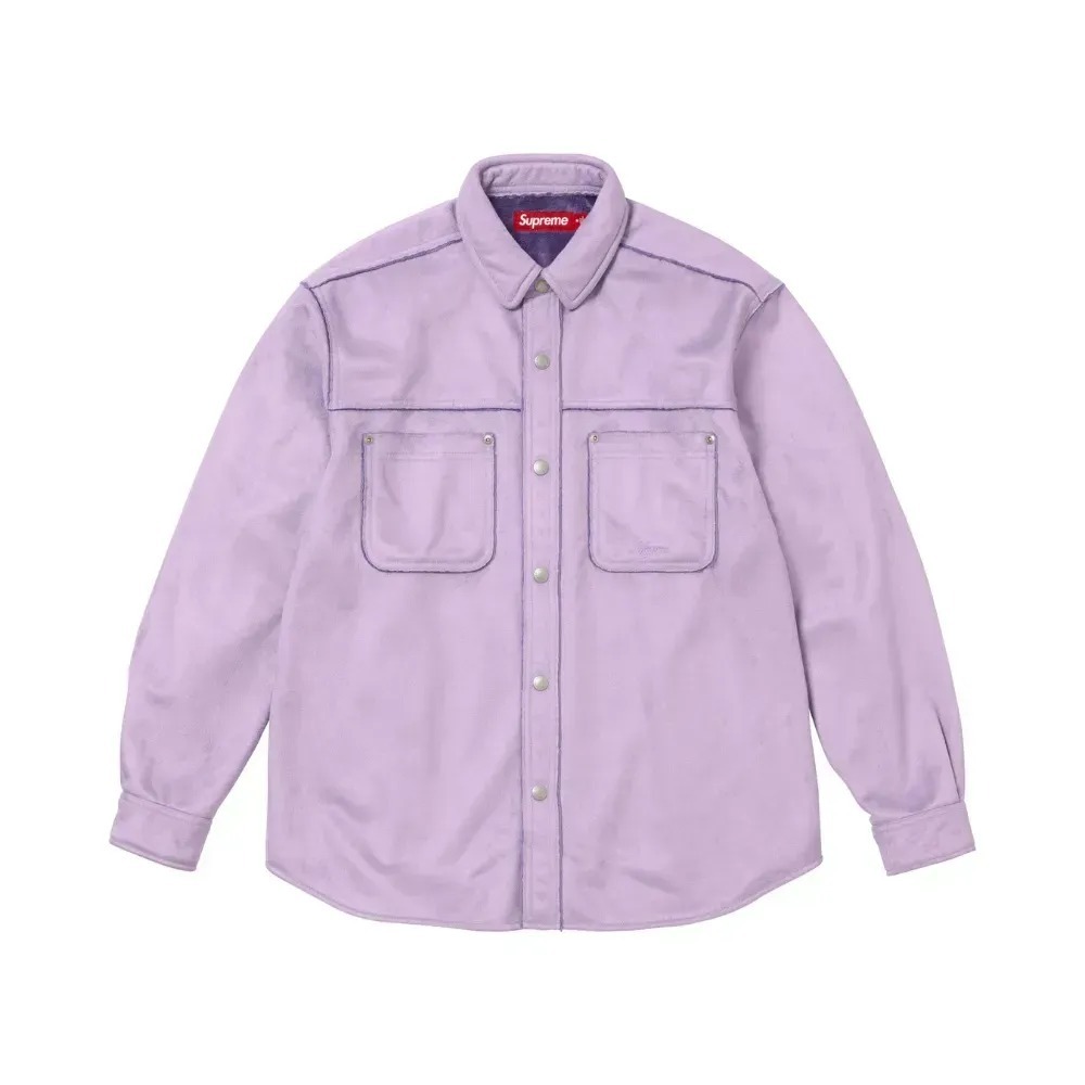Camisa Supreme Faux Suede Snap Lavender FW25-W19 — M, Novo