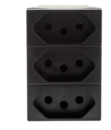 TOMADA TRIPLEX 2P+T 10A 250V BAUTO PRETA - PIAL P PIAL