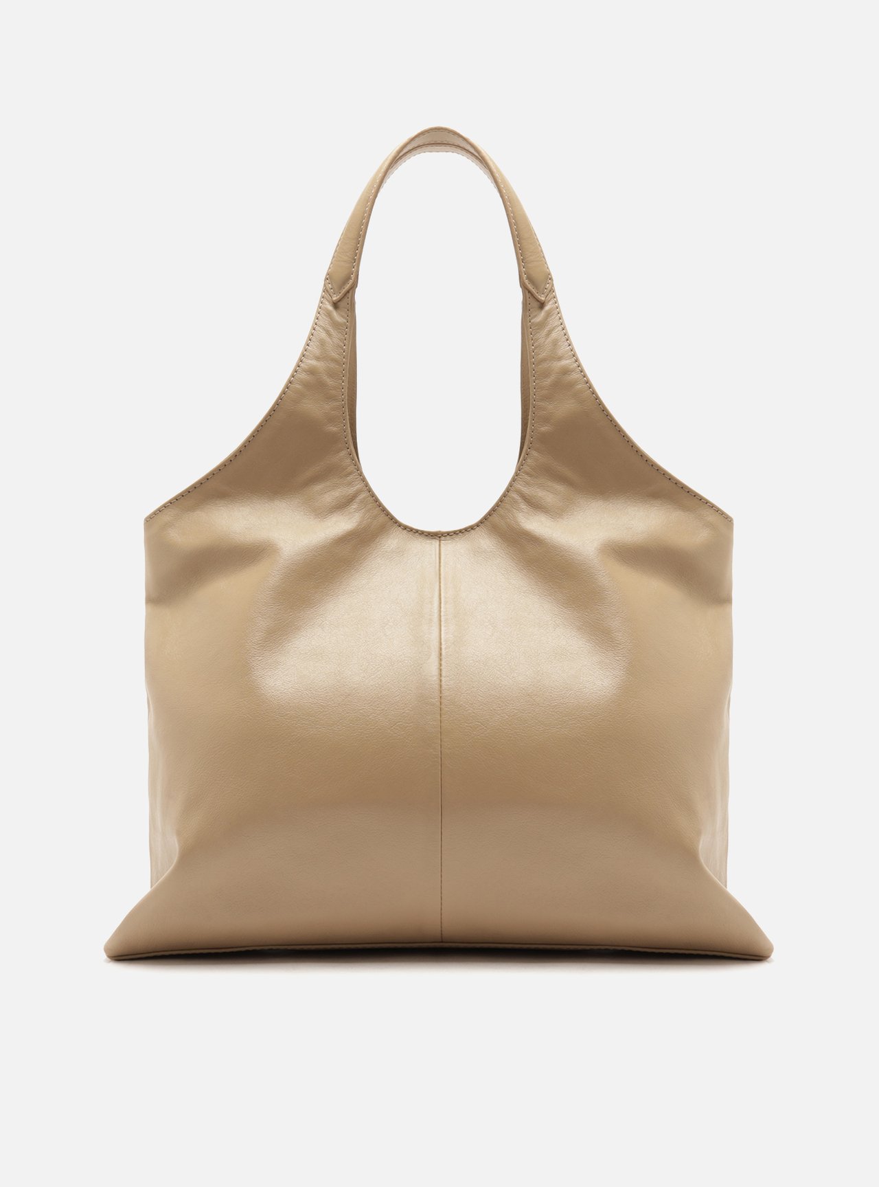 Foto 3 de Bolsa Hobo Nude Couro Grande Corrente Dourada