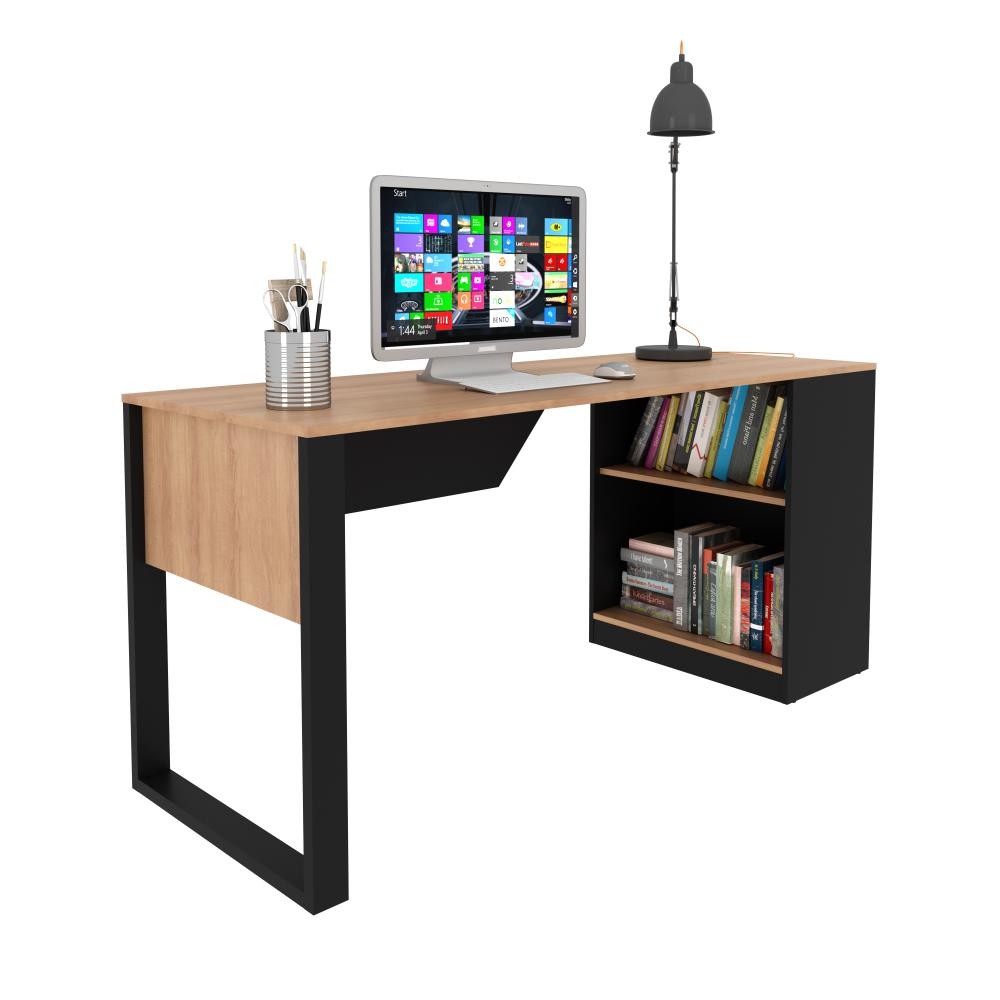 Mesa para Escritório 160cm Tecnomobili Amêndoa/Preto ME4182
