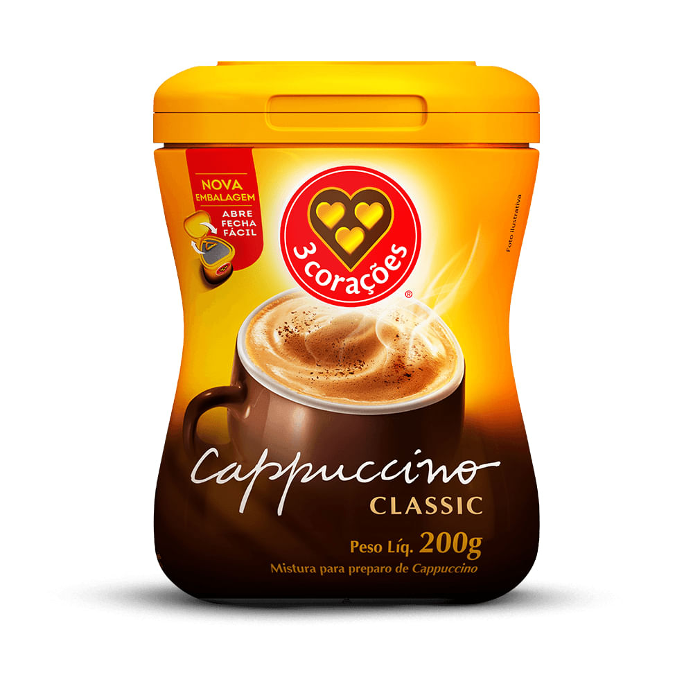 Cappuccino Classic 3 Corações Pote 200g
