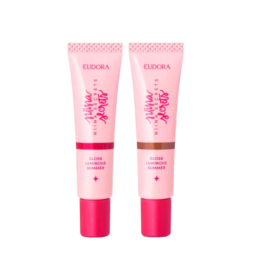 Kit Eudora Niina Secrets Summer 2 - Luminous Summer Marrom Gloss 12g + Vermelho Gloss 12g