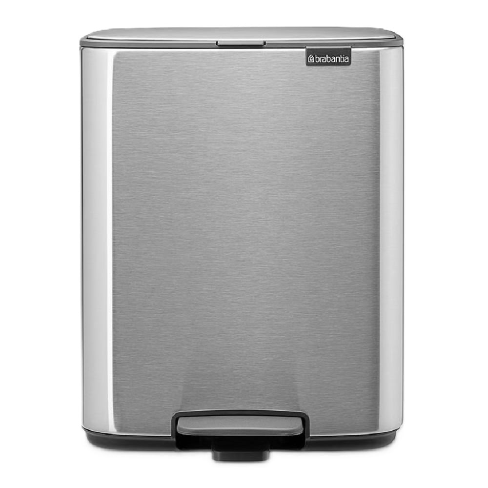 LIXEIRA RETÂNGULAR BRABANTIA BO PEDAL 12L EM AÇO INOX ESCOVADO 238048