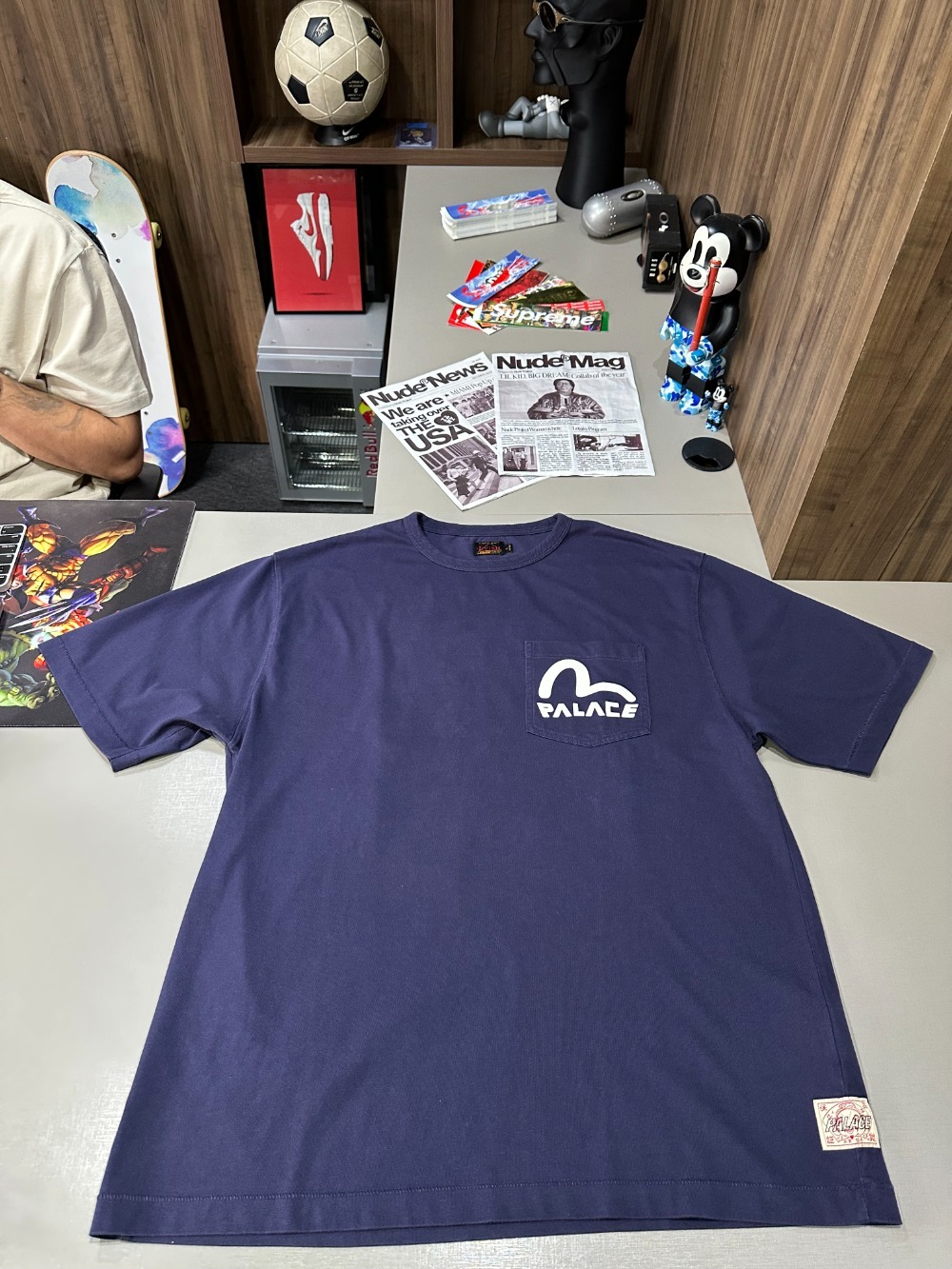 Evisu x Palace Camiseta Heavy Wash Navy — XG, Novo