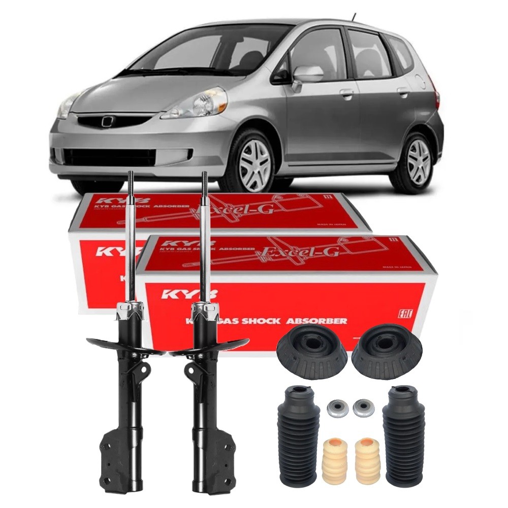 PAR AMORTECEDOR DIANTEIRO FIT 2003 ATÉ 2008 KAYABA C/ KIT COMPLETO