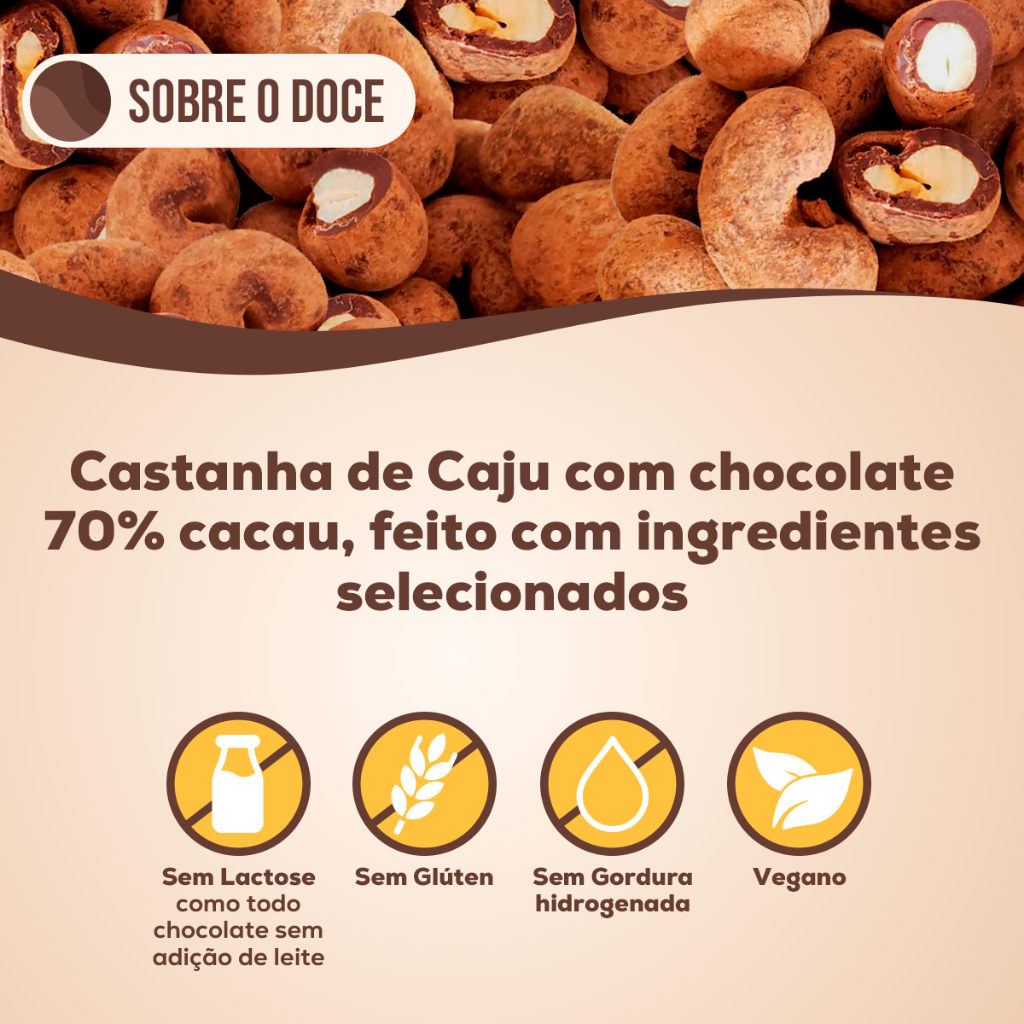 Foto 2 de Choconuts P&P Castanha de Caju com Chocolate 70% Cacau