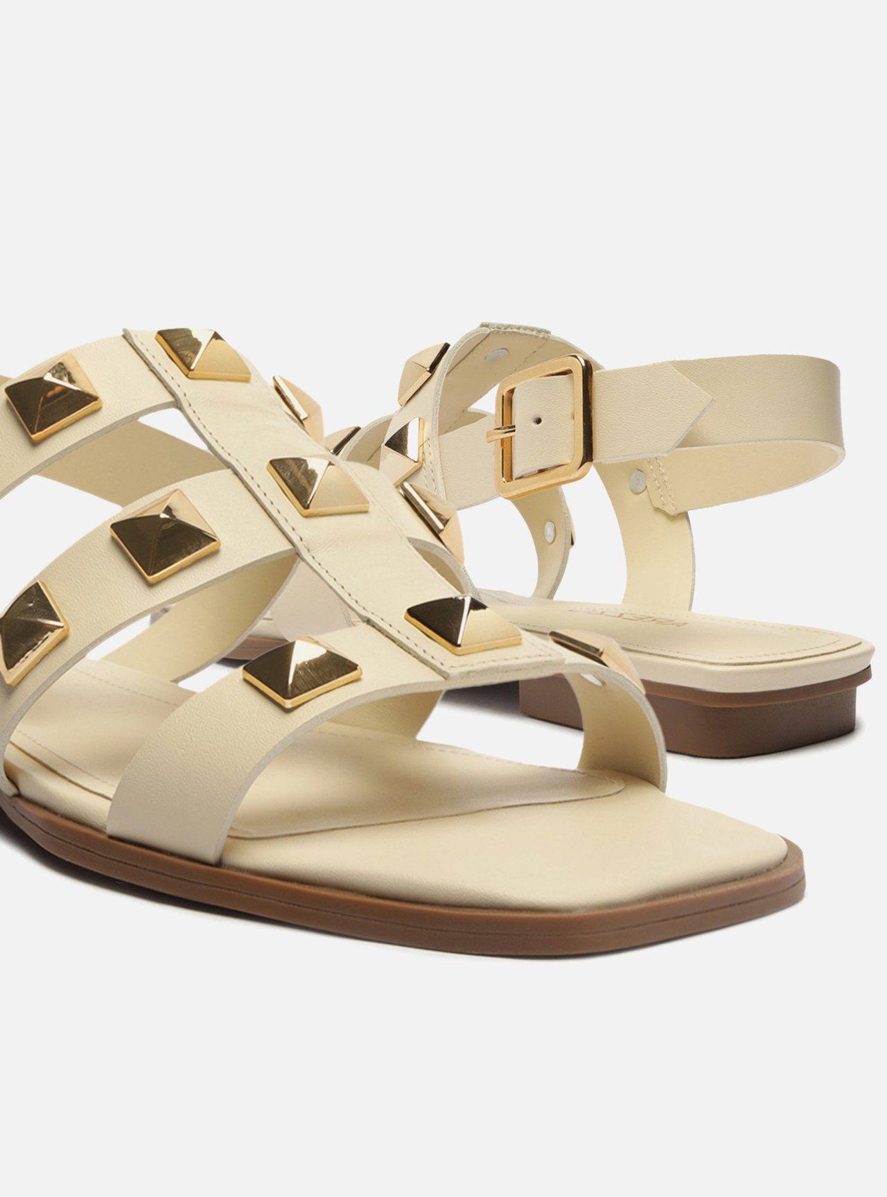 Foto 4 de Sandália Rasteira Off-White Couro Tiras Studs