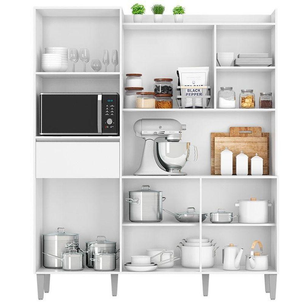Foto 2 de Armário Para Cozinha Kit Ambiente Isabel Branco Brilho