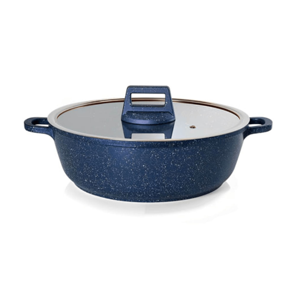 Caçarola Baixa Graniflon Moda Do Chef Azul 28Cm - Marcamix Esmaltado